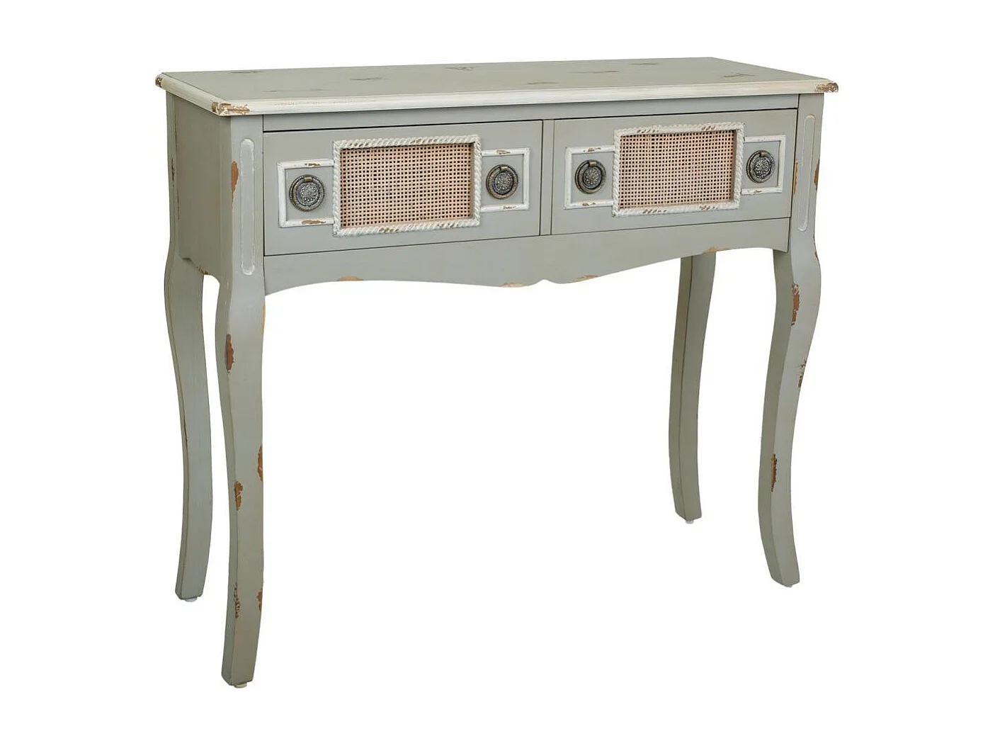 Hall de madeira cinza e malha de bambu 90x33x77