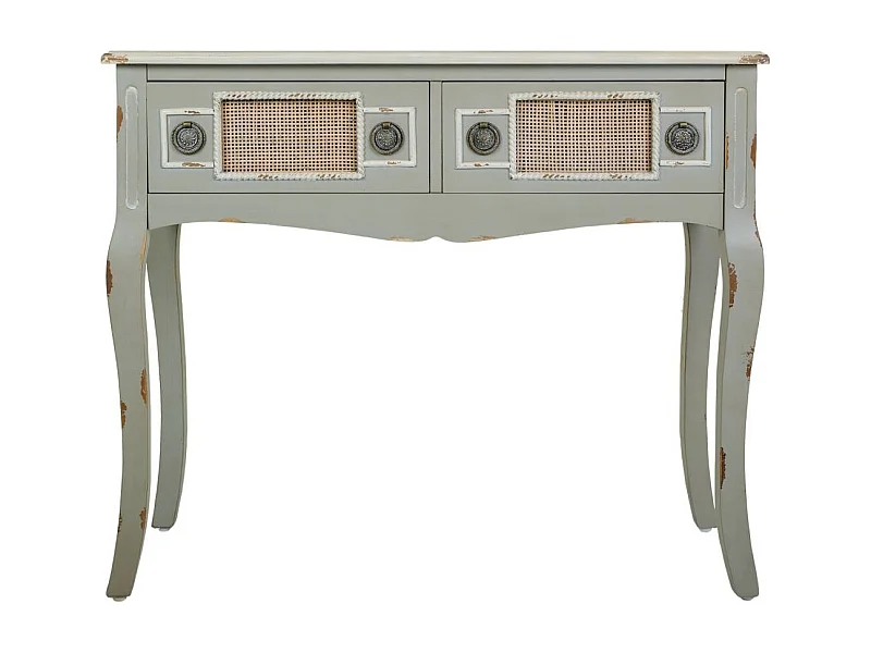 Hall de madeira cinza e malha de bambu 90x33x77