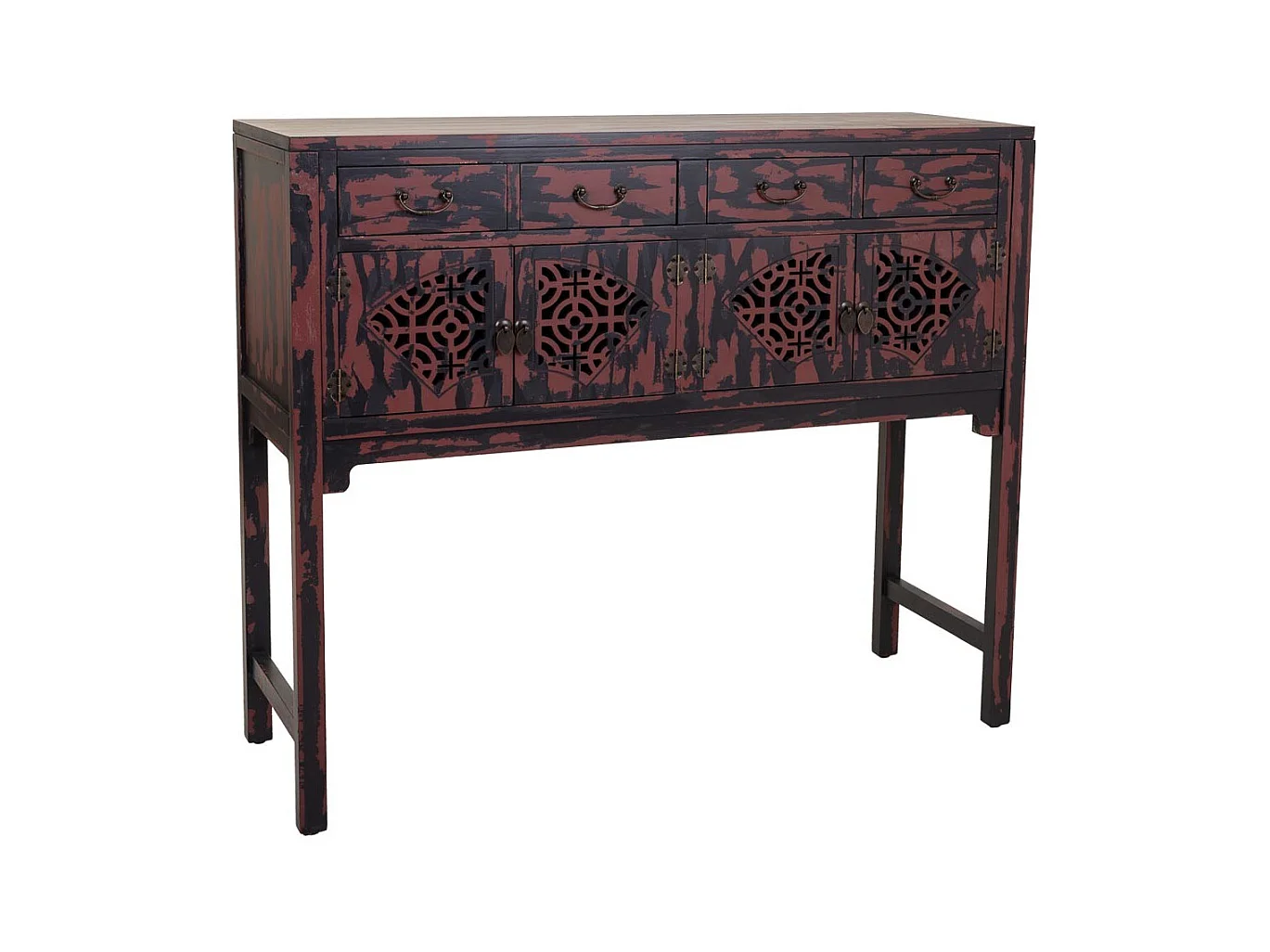 Mobile da ingresso in legno rosso 120x40x102h