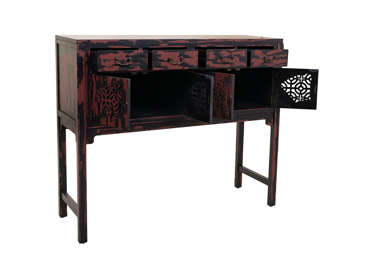 Mobile da ingresso in legno rosso 120x40x102h