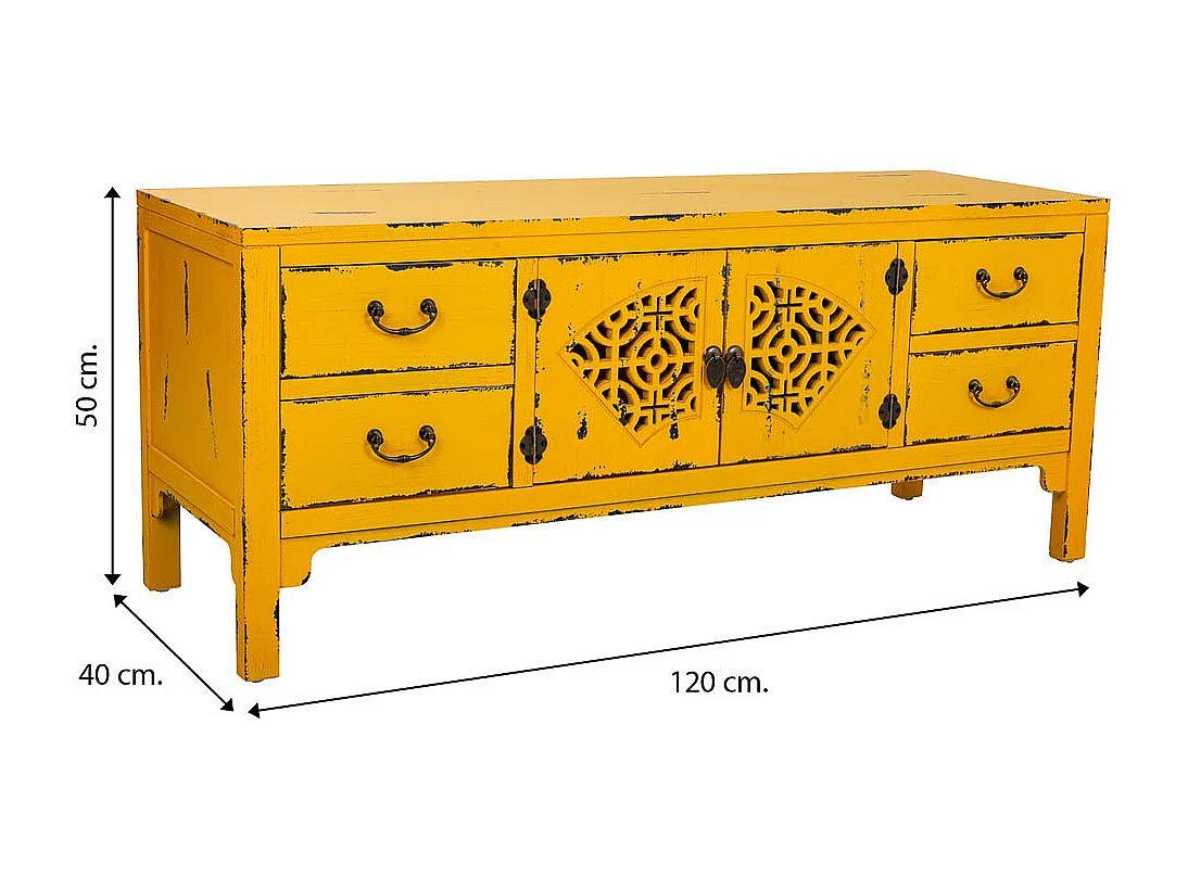 Credenza in legno gialla 120x40x50