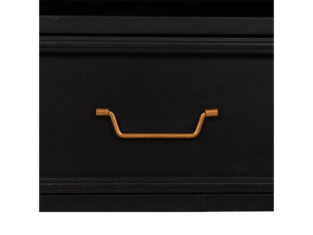 Armário baixo de madeira e metal preto 120x34x45