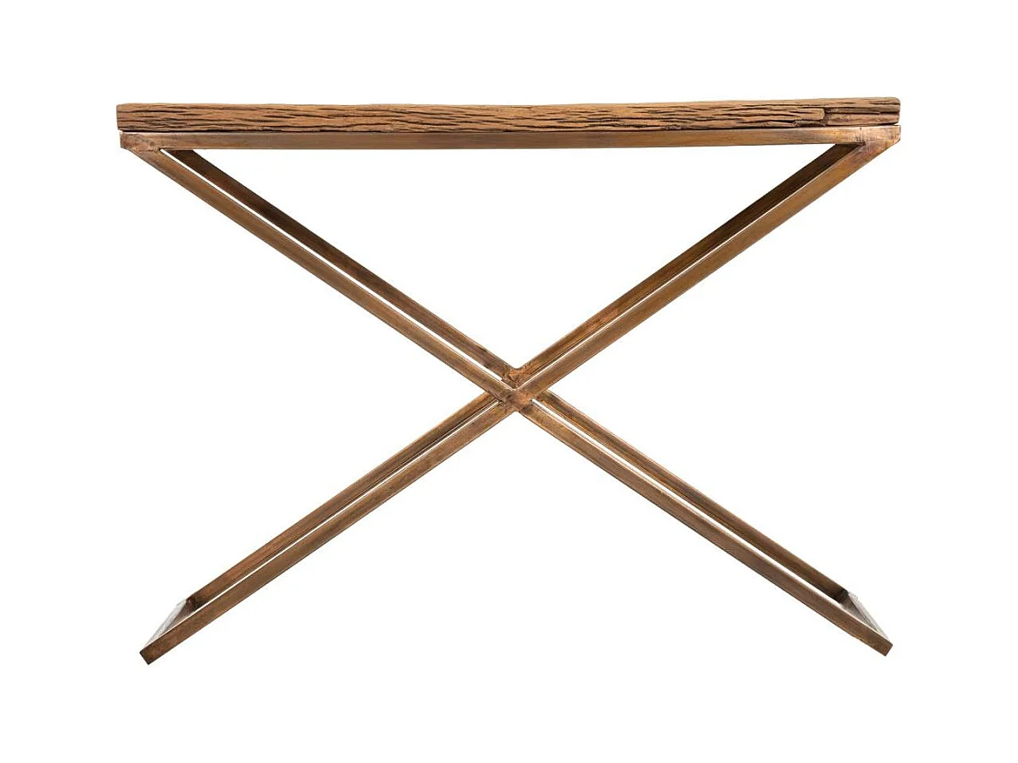 Braune Halle aus Holz und Metall, 112x37x82h cm