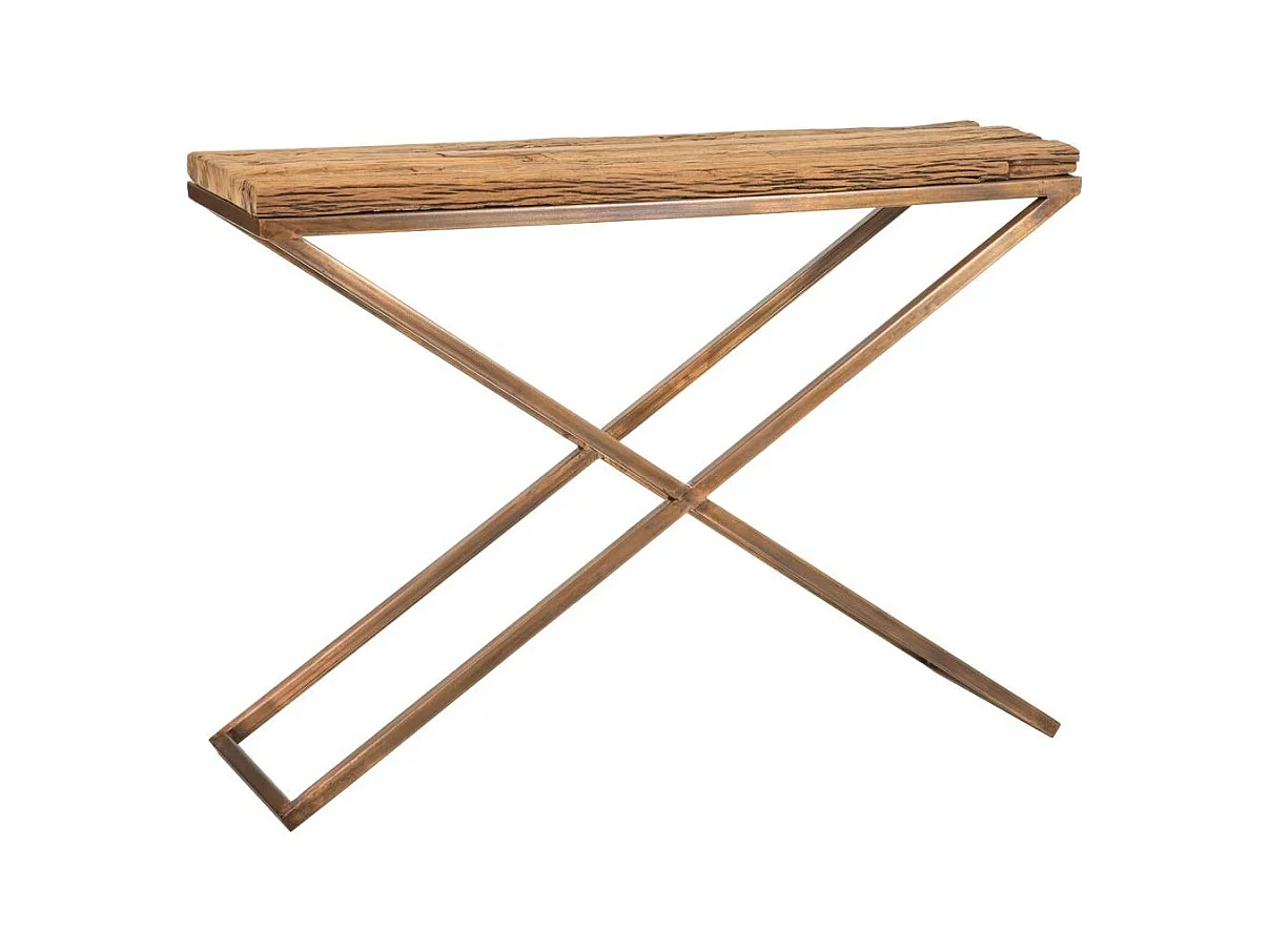 Braune Halle aus Holz und Metall, 112x37x82h cm