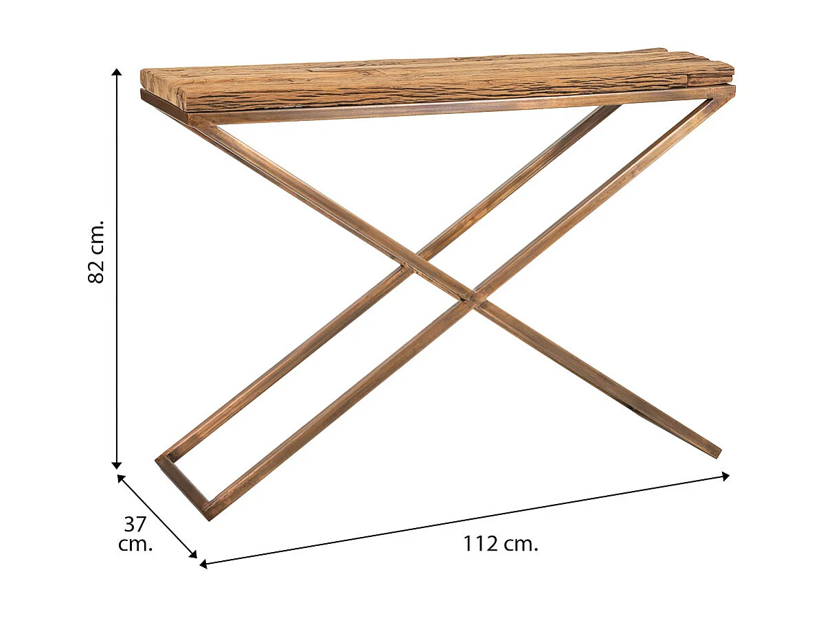 Console en bois et métal marron 112x37x82h