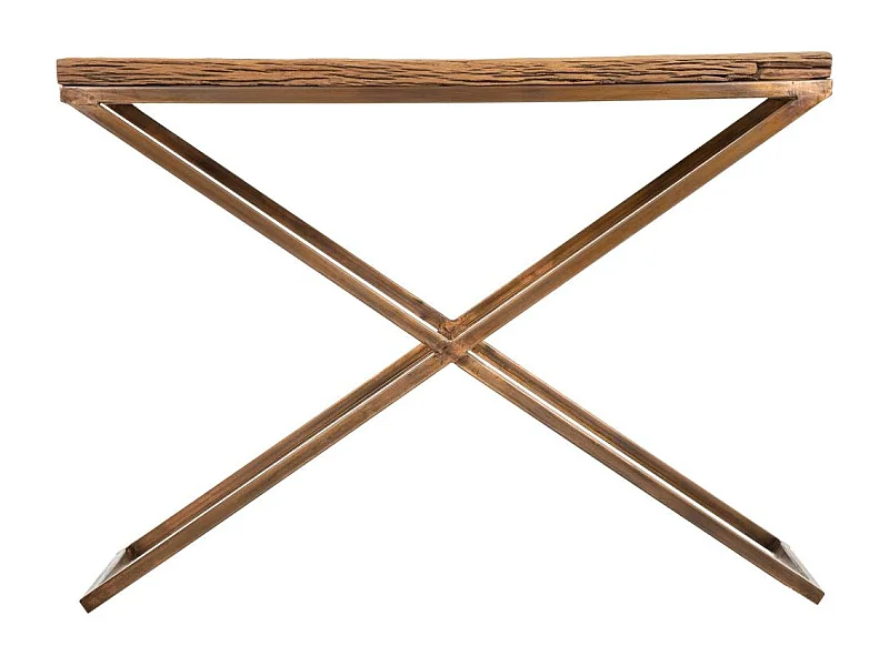 Mobile da ingresso in legno e metallo marrone 112x37x82h