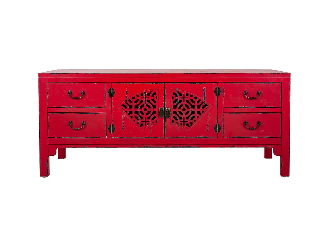 Meuble bas en bois rouge 120x40x50h