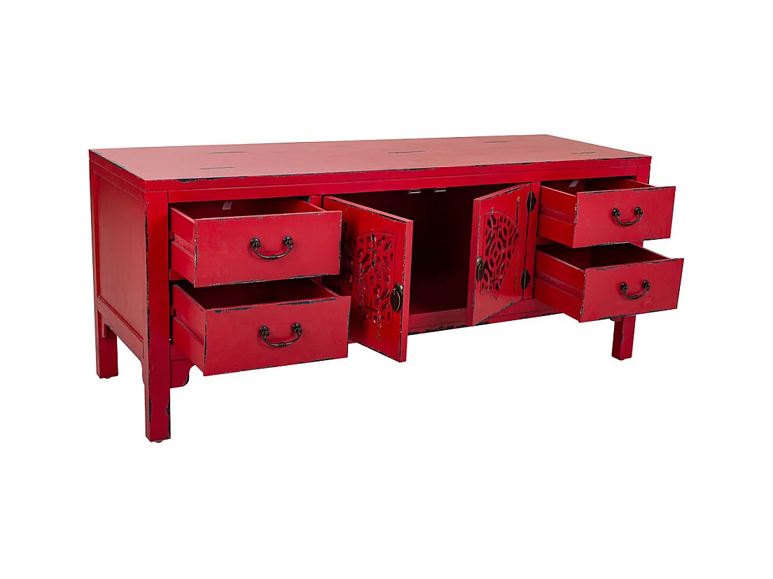 Meuble bas en bois rouge 120x40x50h