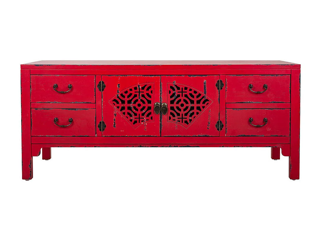 Meuble bas en bois rouge 120x40x50h