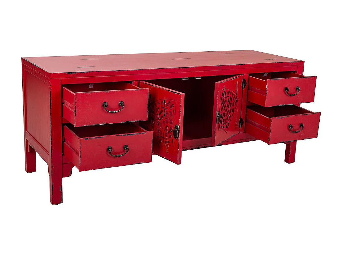 Meuble bas en bois rouge 120x40x50h