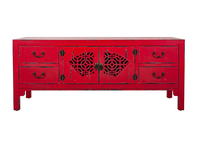 Mueble bajo de madera rojo 120x40x50