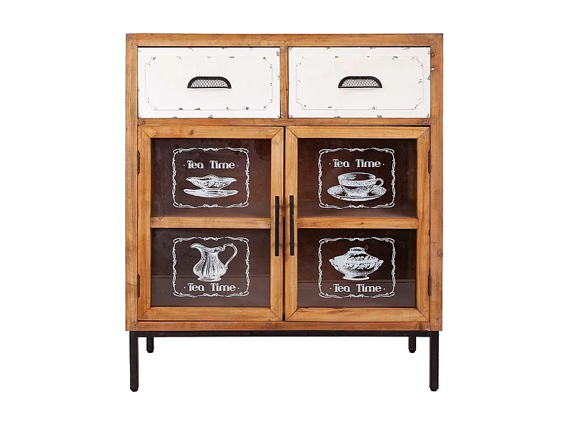 Braunes Eingangs-Sideboard aus Holz und Metall 80x36,5x91