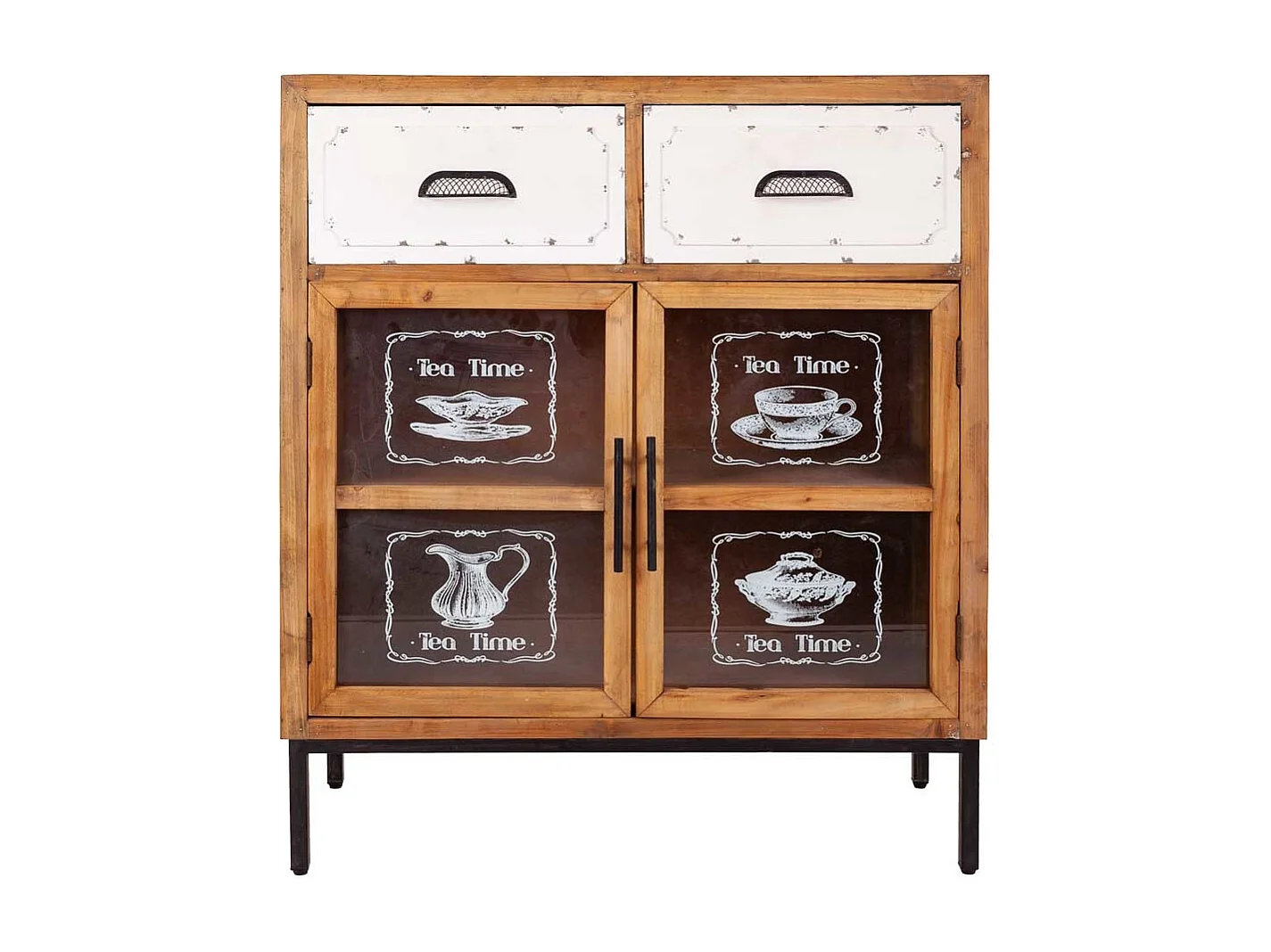 Recibidor de madera y metal marrón 80x36.5x91