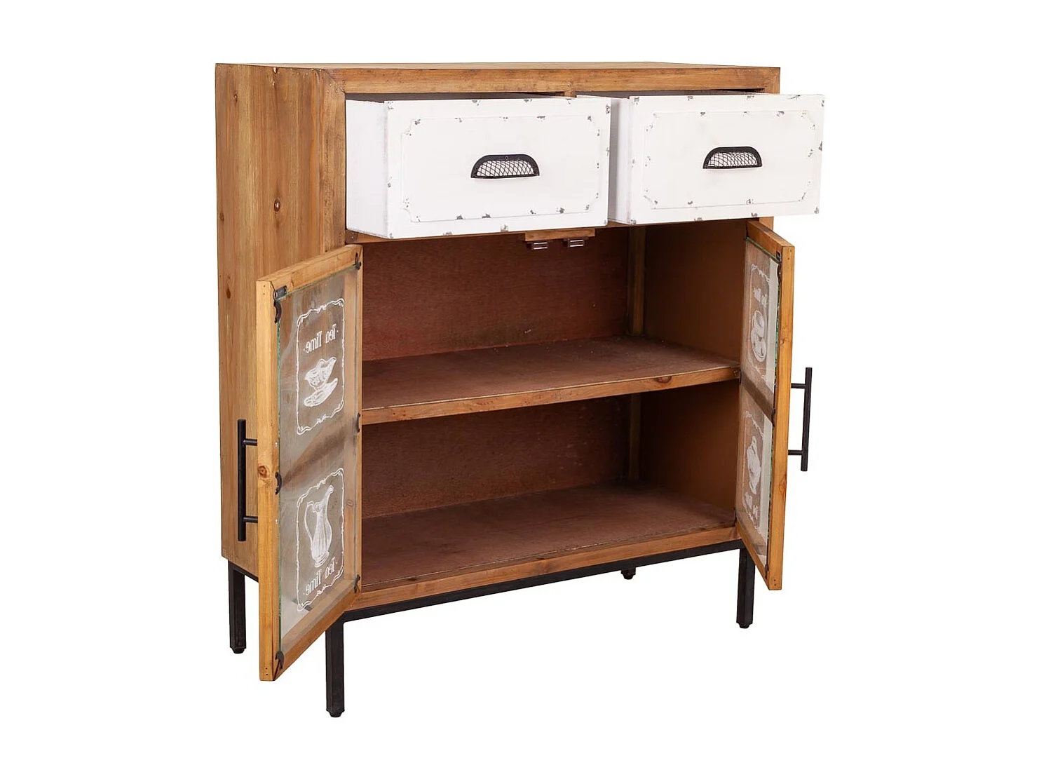 Recibidor de madera y metal marrón 80x36.5x91