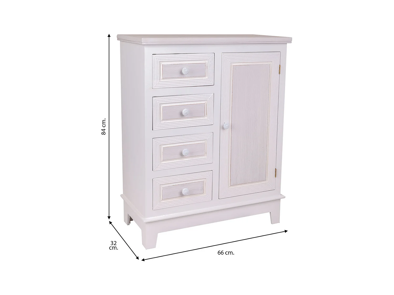 Console d'entrée en bois blanc 66x32x84h