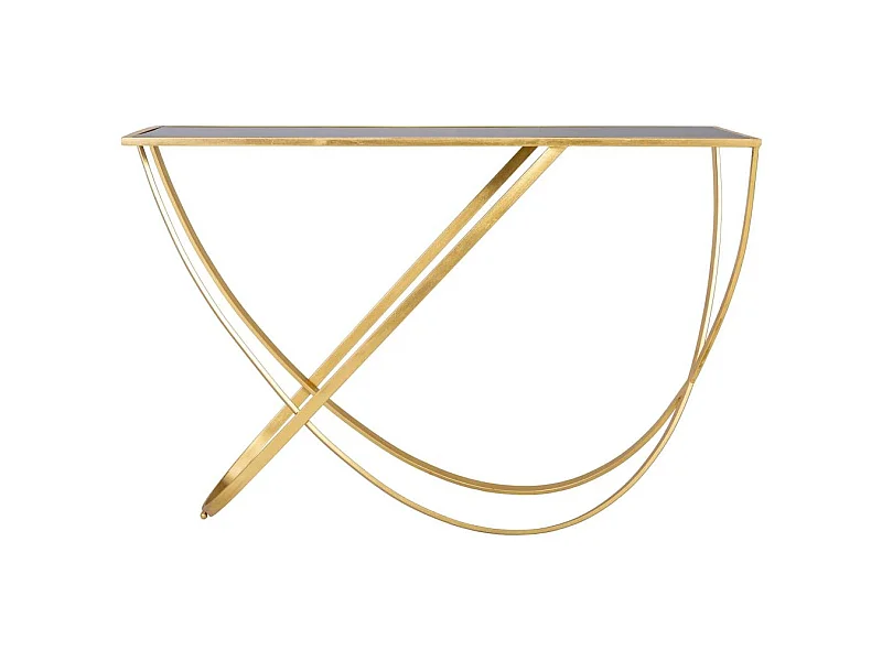 Goldene Flurkonsole aus Metall mit Glasplatte 120x40x79h cm