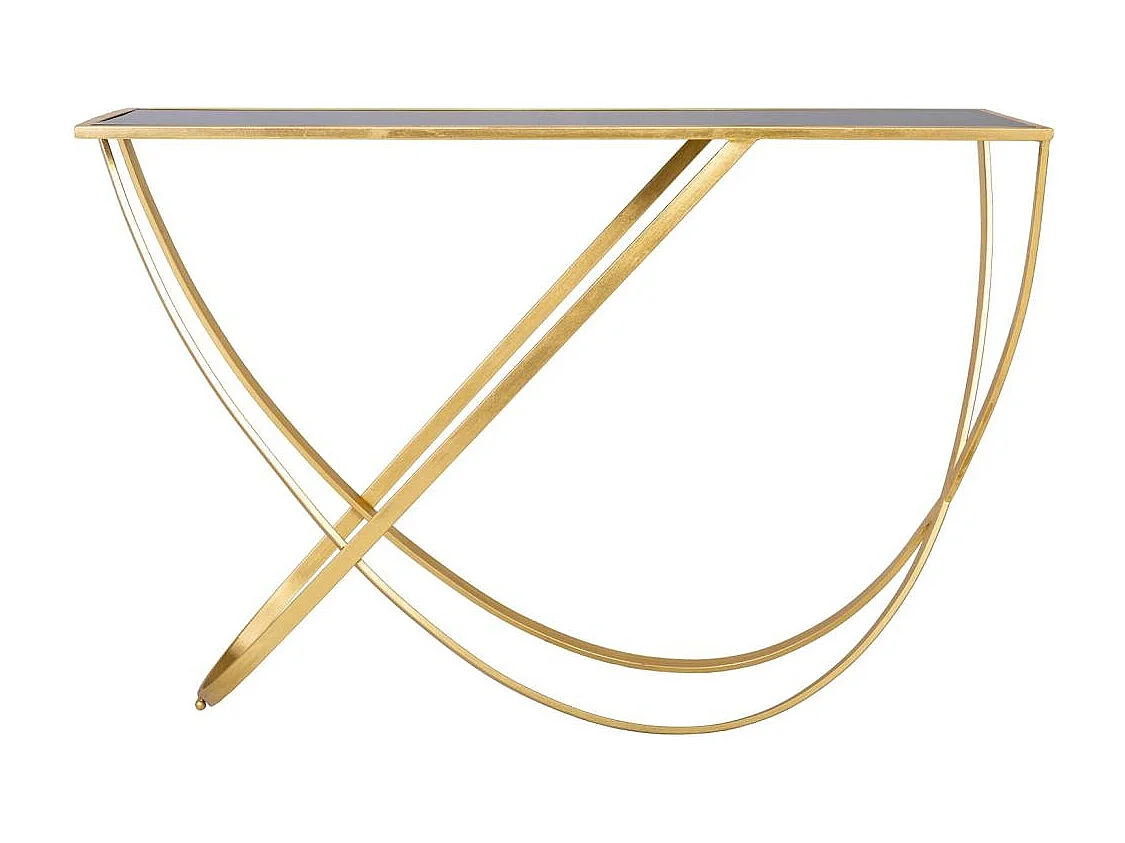 Goldene Flurkonsole aus Metall mit Glasplatte 120x40x79h cm