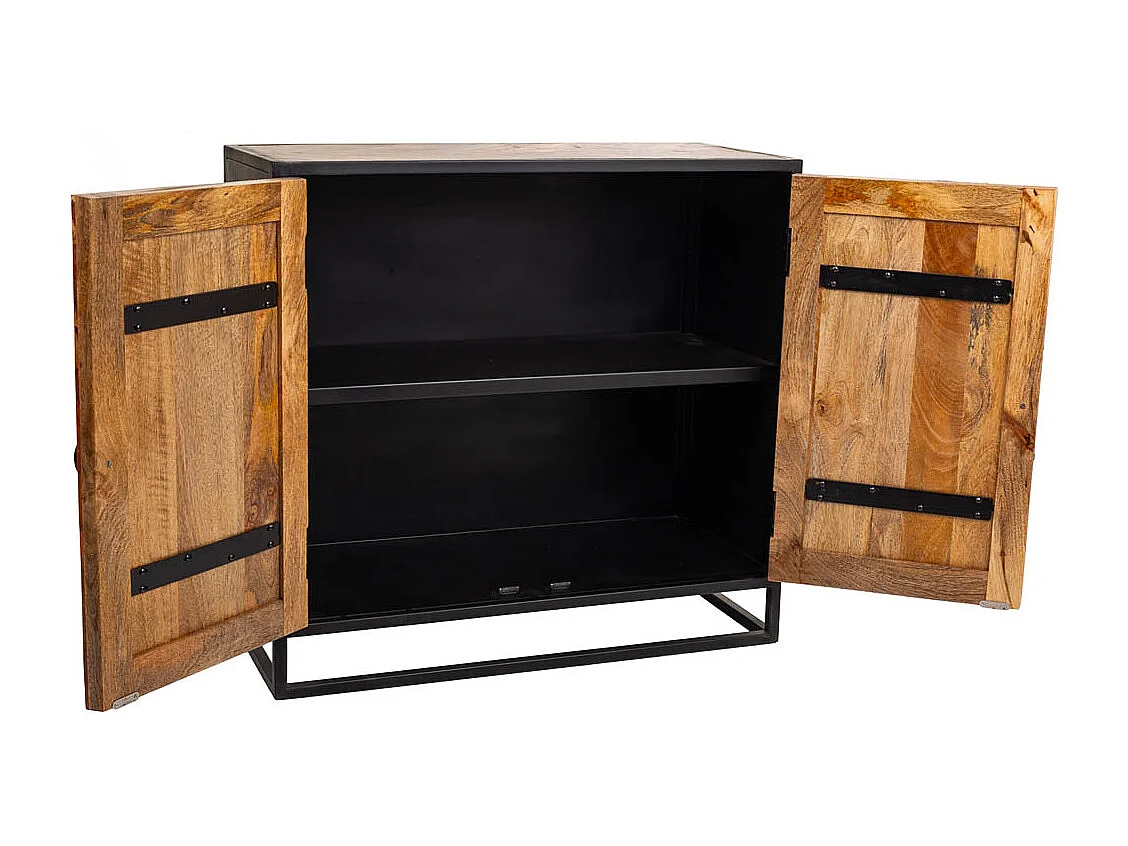 Hall de madeira e metal preto 89x40x82