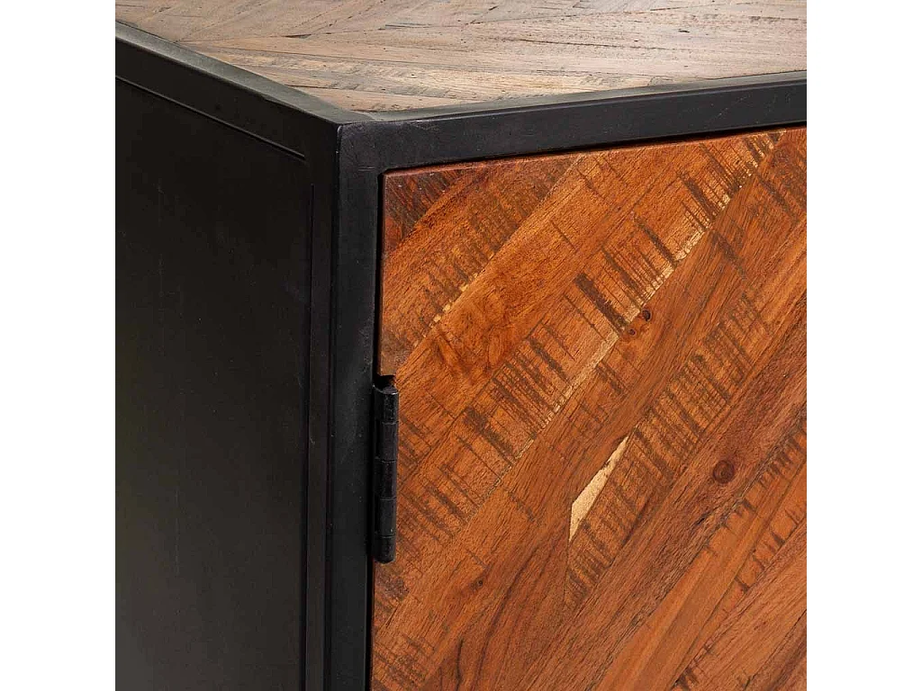 Hall de madeira e metal preto 89x40x82