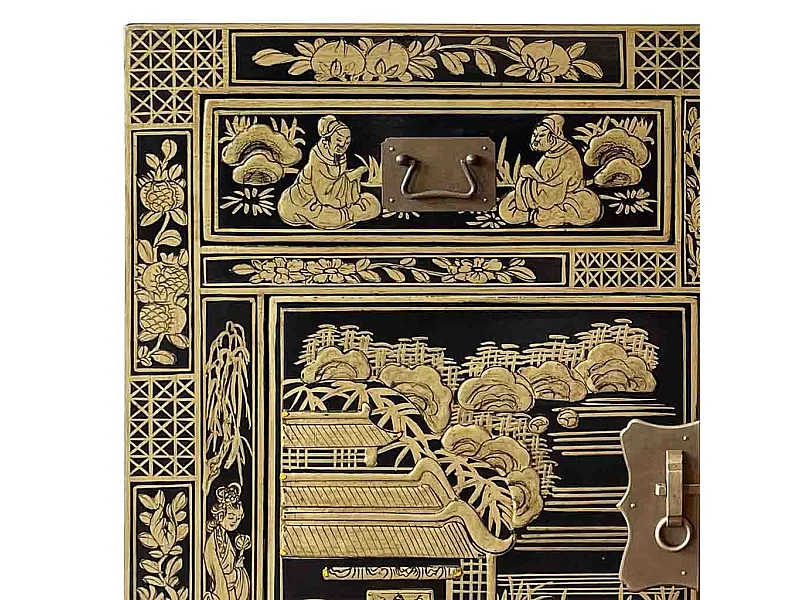 Armário de hall de entrada em madeira preto 84x40x85cm