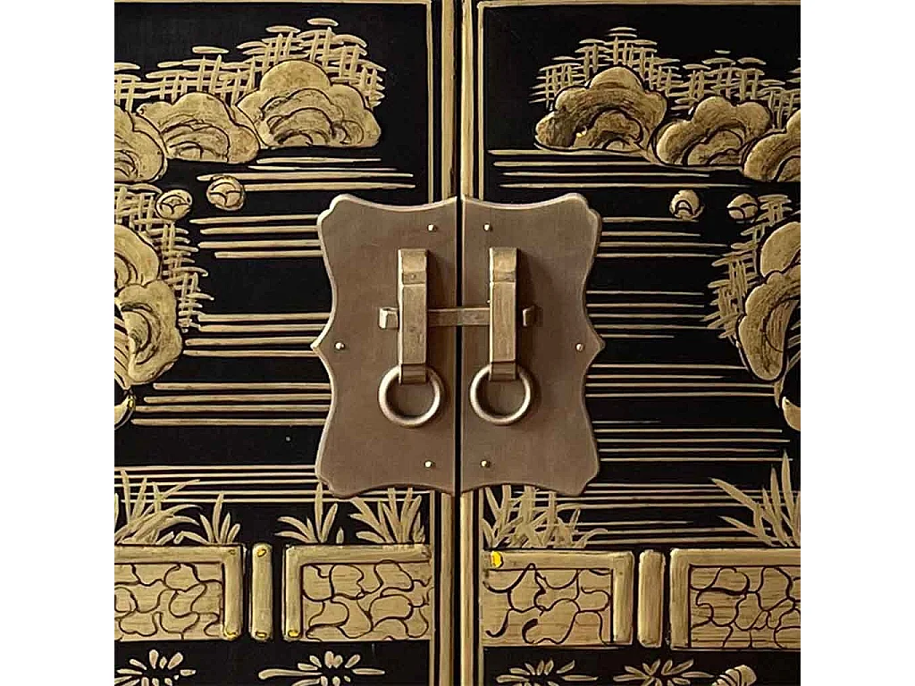 Armário de hall de entrada em madeira preto 84x40x85cm