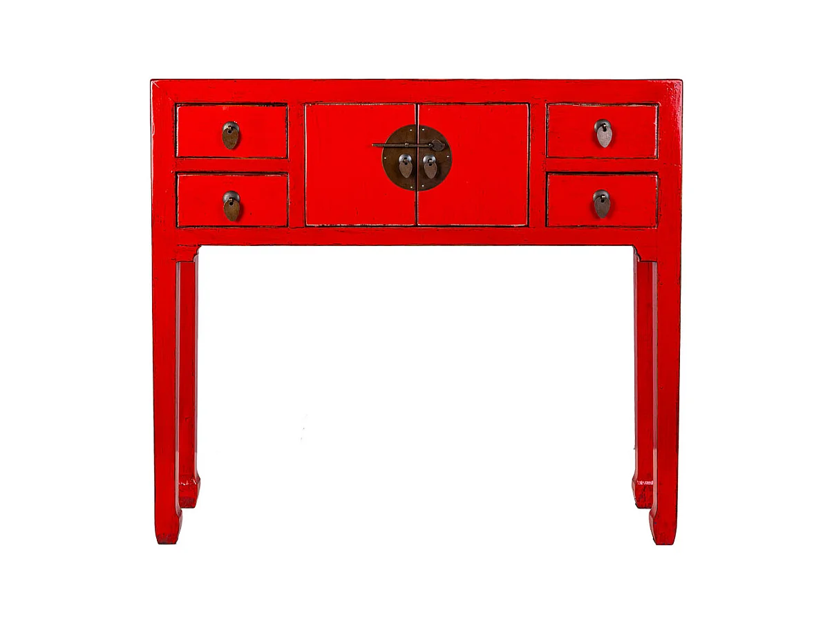 Armário de hall de entrada em madeira vermelho 93x25x84cm