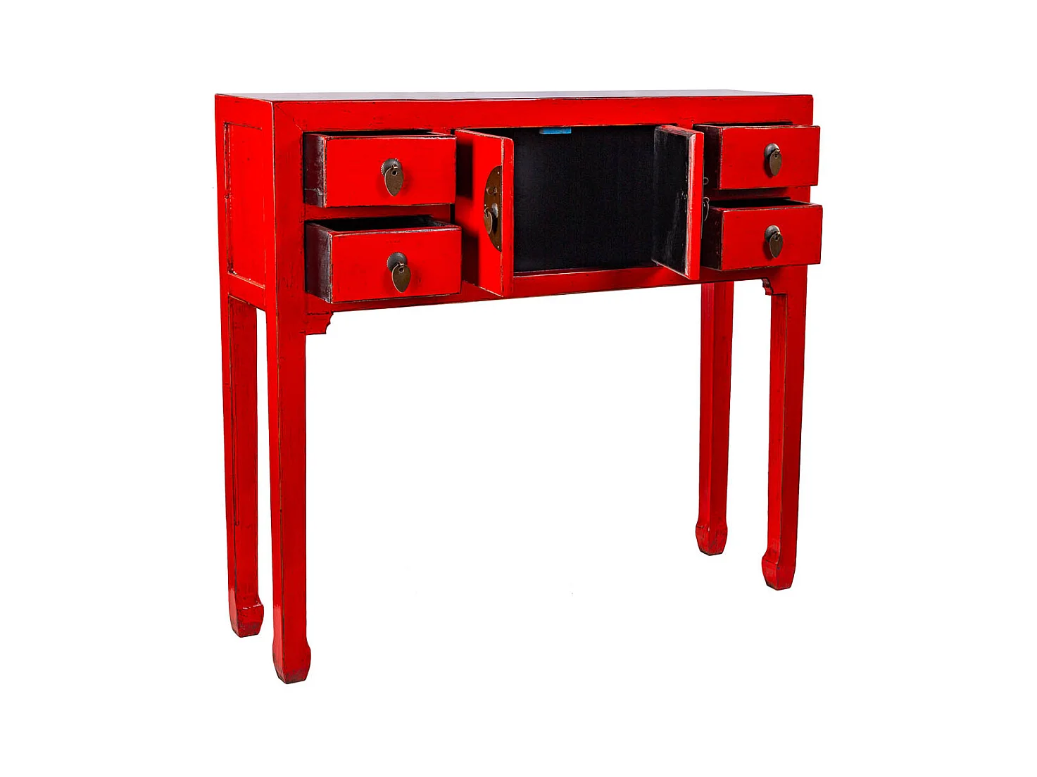 Armário de hall de entrada em madeira vermelho 93x25x84cm