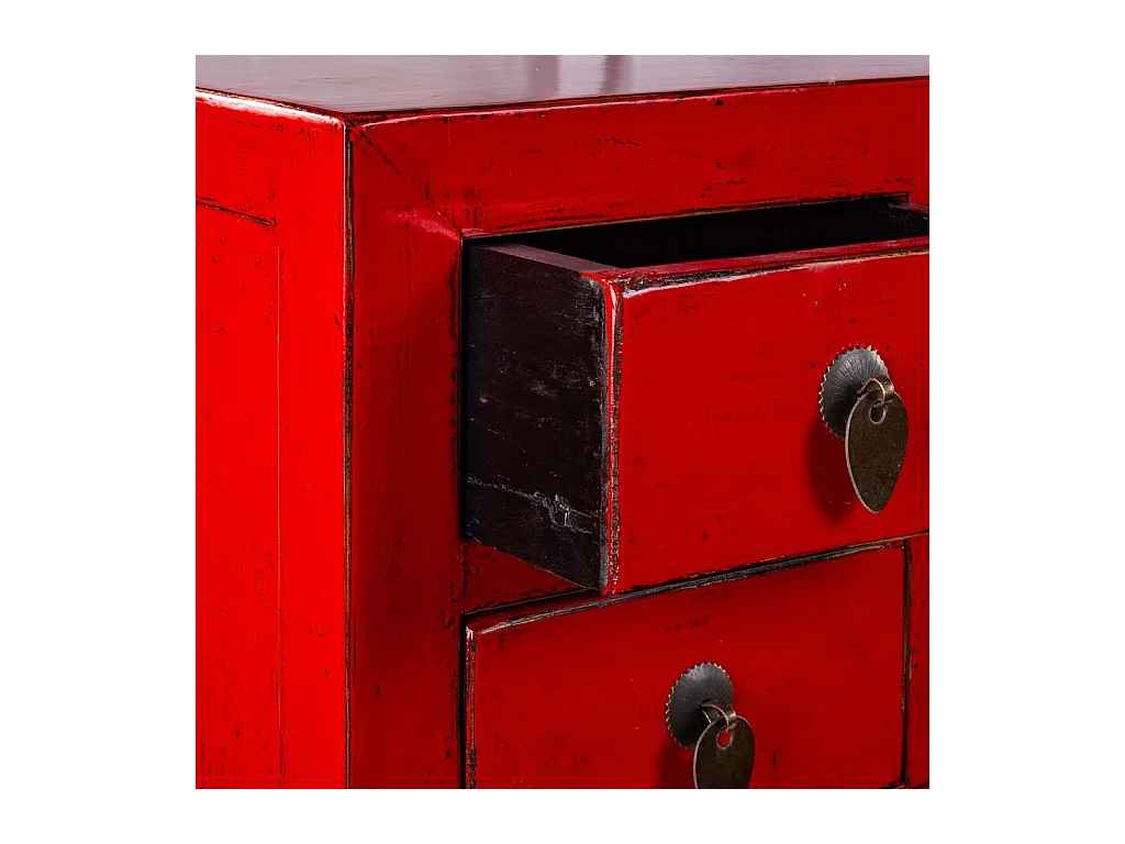 Armário de hall de entrada em madeira vermelho 93x25x84cm