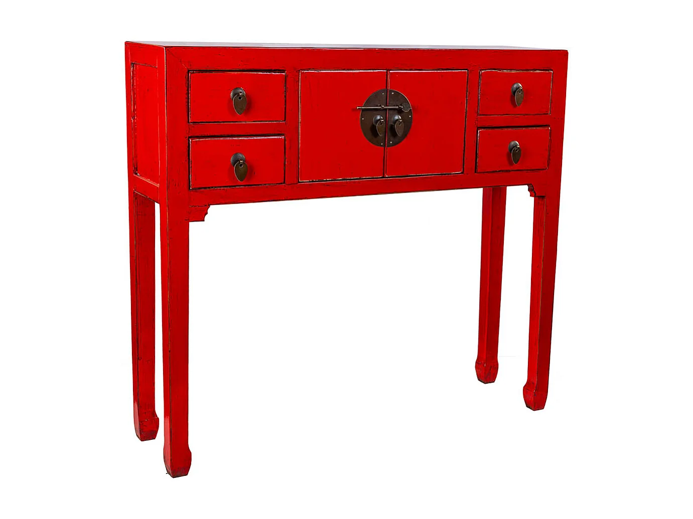 Armário de hall de entrada em madeira vermelho 93x25x84cm