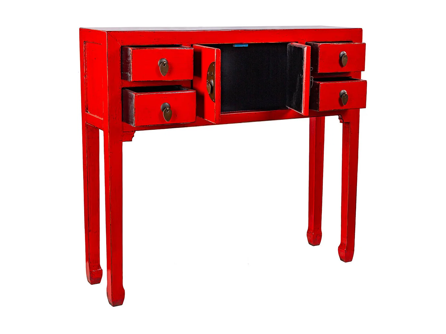 Armário de hall de entrada em madeira vermelho 93x25x84cm