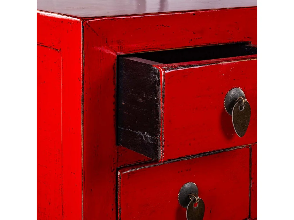 Armário de hall de entrada em madeira vermelho 93x25x84cm