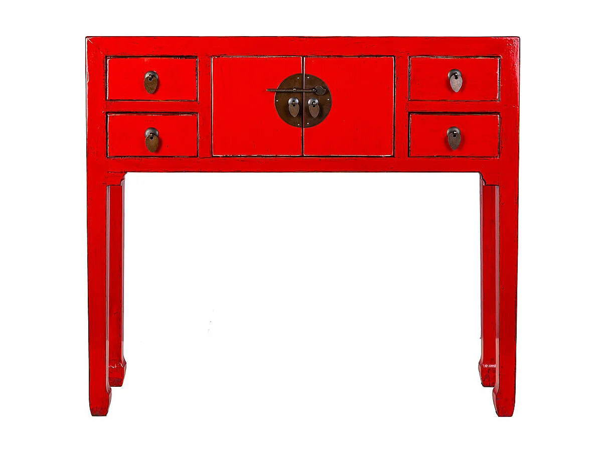 Armário de hall de entrada em madeira vermelho 93x25x84cm