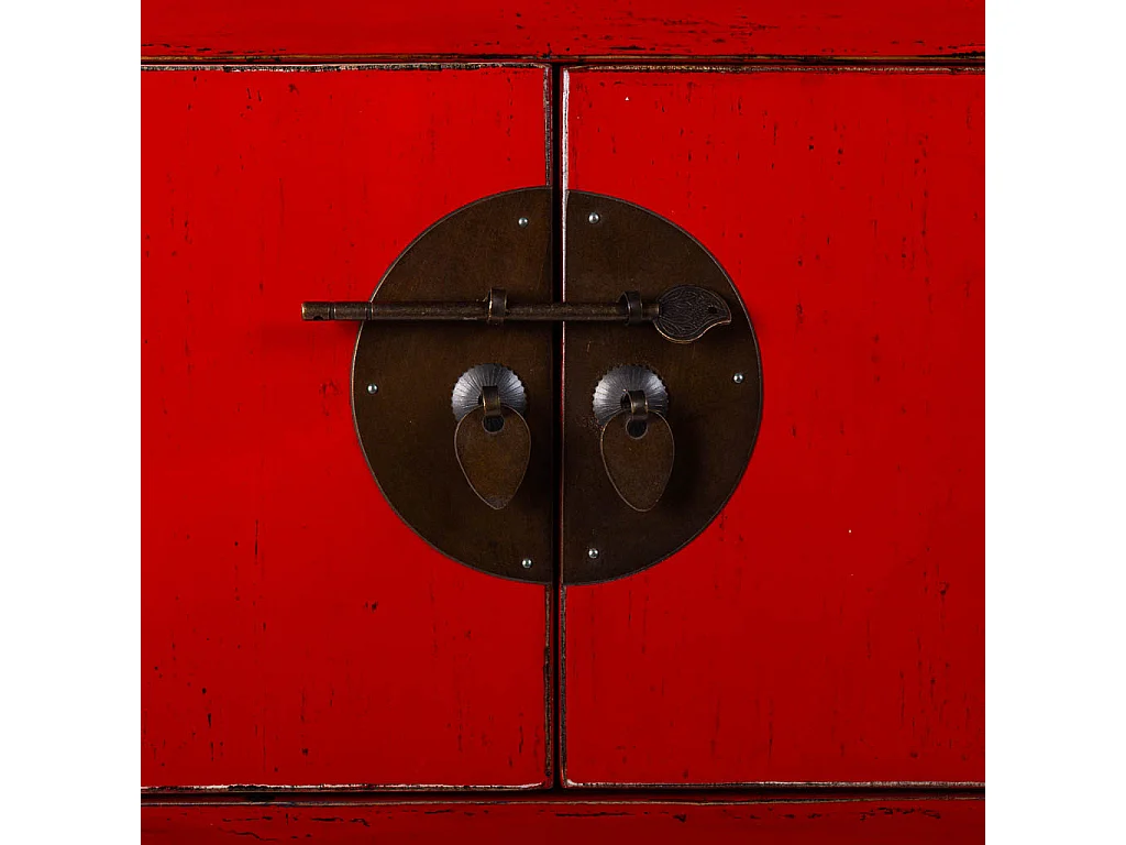Armário de hall de entrada em madeira vermelho 93x25x84cm