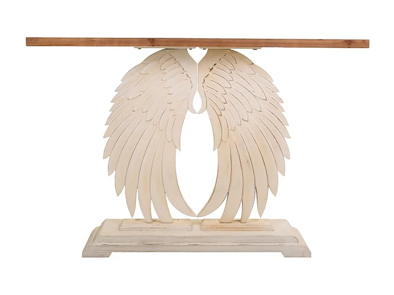 Mobile da ingresso in legno bianco intagliato 150x40x101h