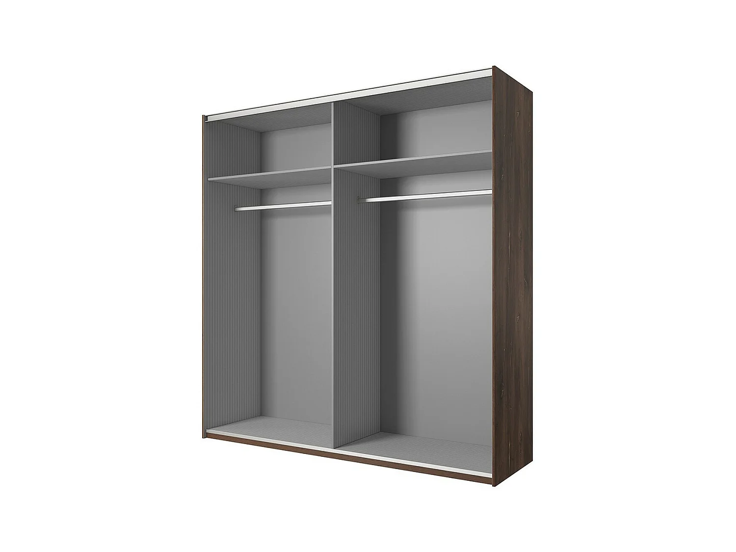 Armoire 200 cm – 2 portes coulissantes avec miroirs – Chêne foncé et noir – Collection FOX