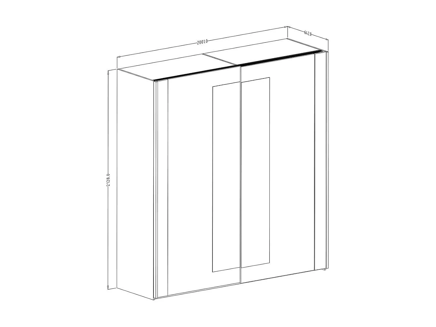 Armoire 200 cm – 2 portes coulissantes avec miroirs – Chêne foncé et noir – Collection FOX