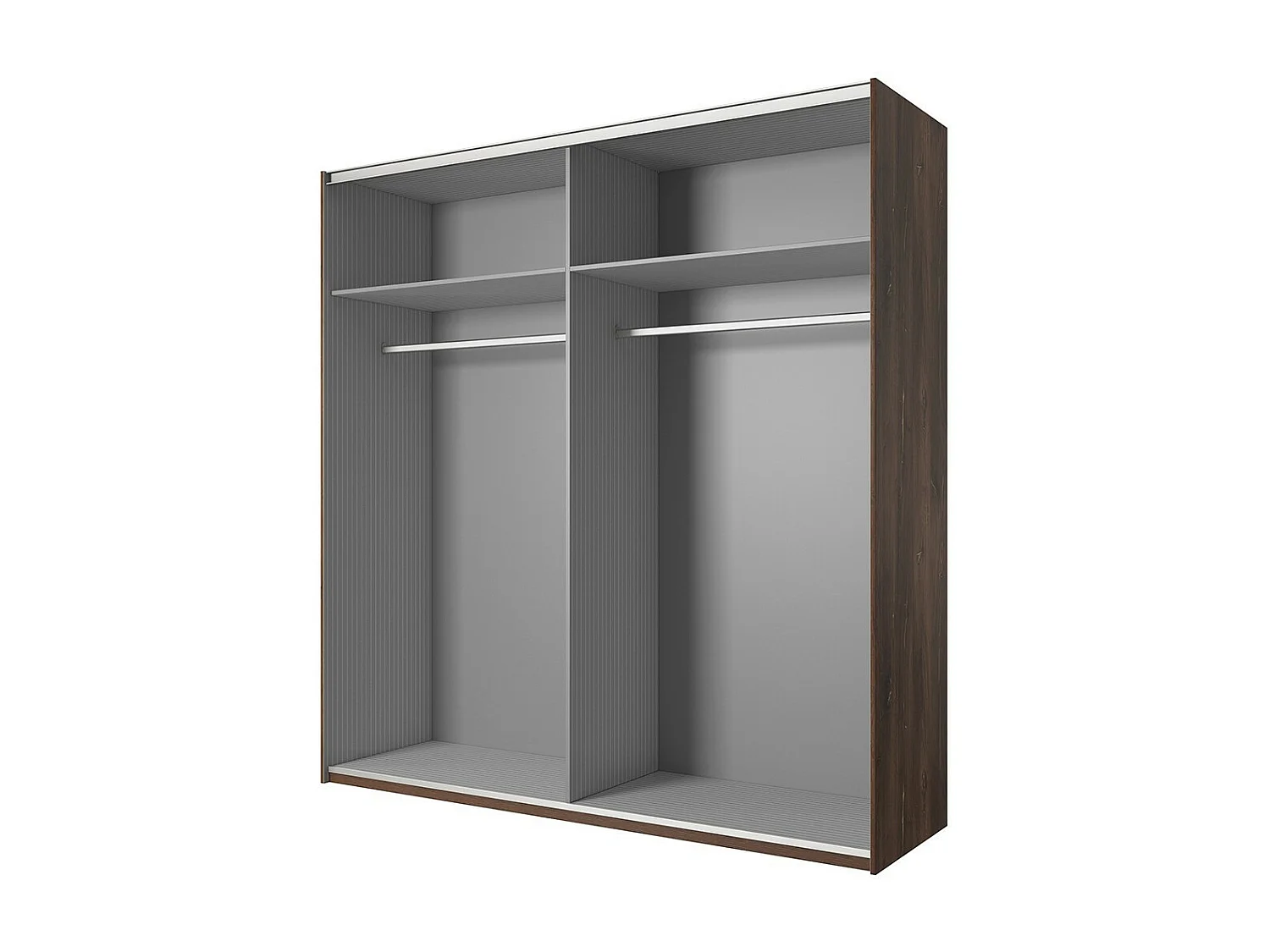 Armoire 200 cm – 2 portes coulissantes avec miroirs – Chêne foncé et noir – Collection FOX