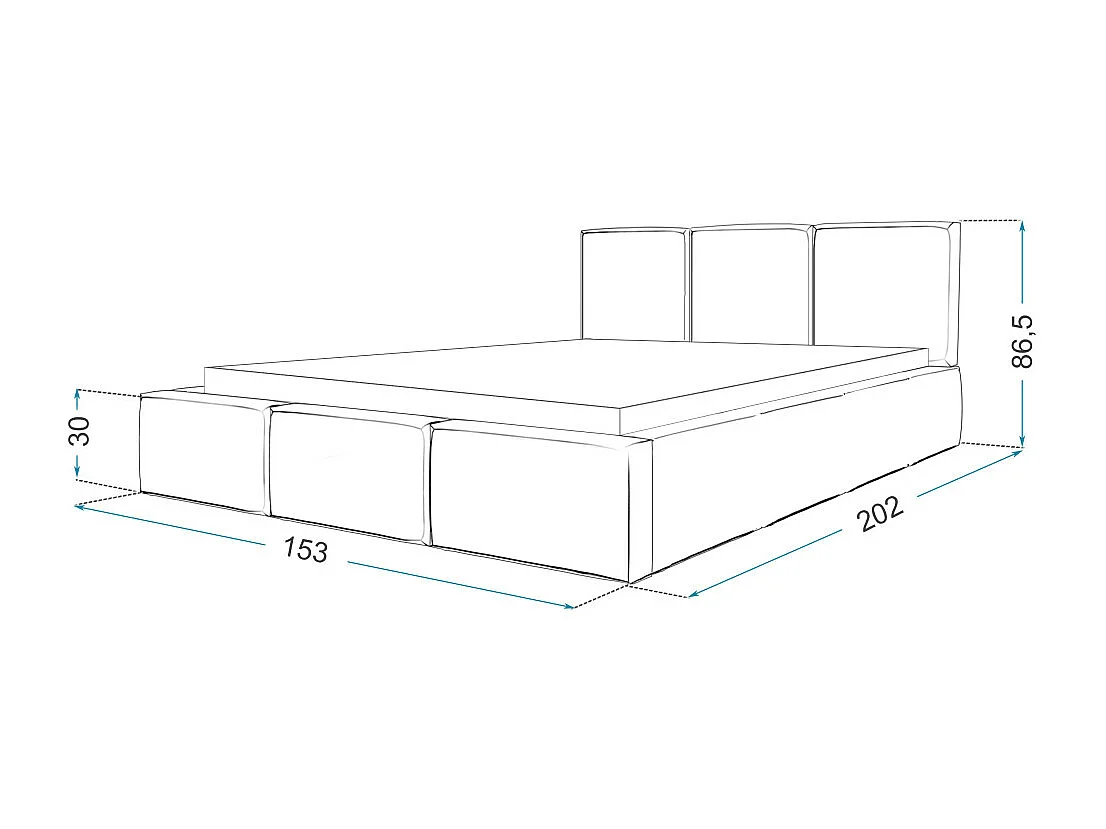 Lit Double Tesia 140x190 + Coffre - Sommier inclus Crème