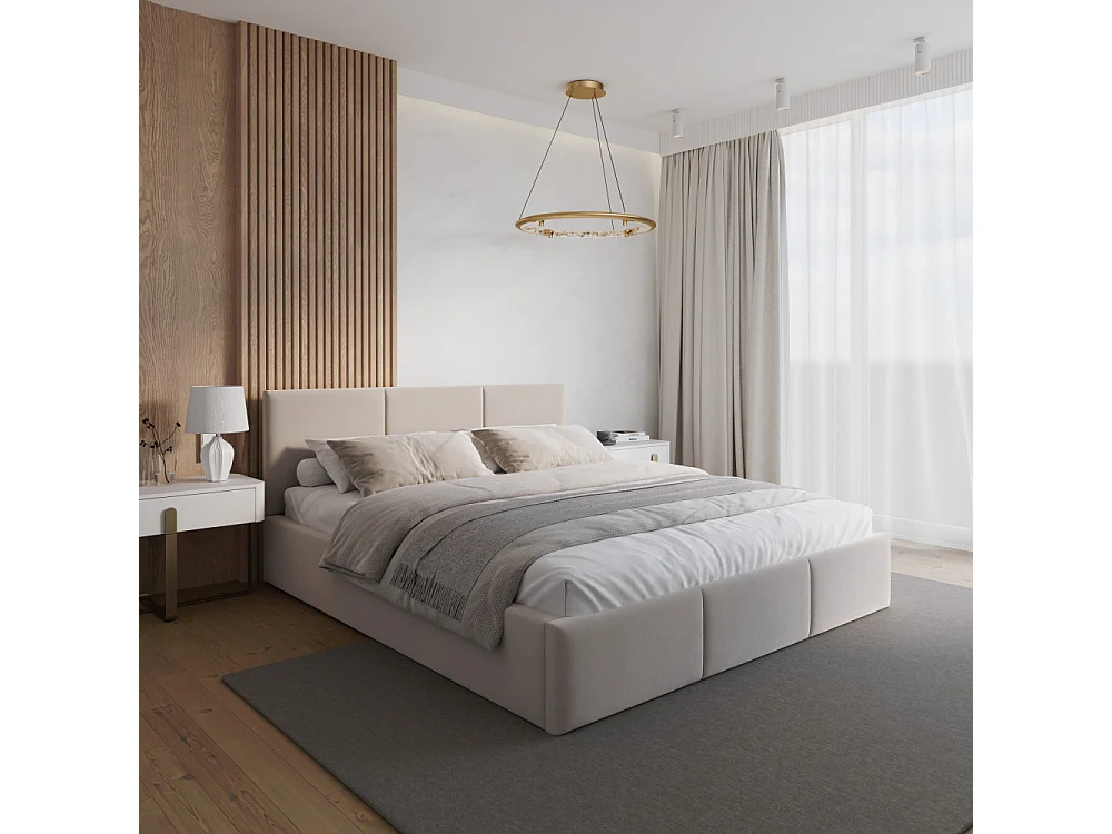 Lit coffre Tesia 160x200  - Sommier inclus Crème