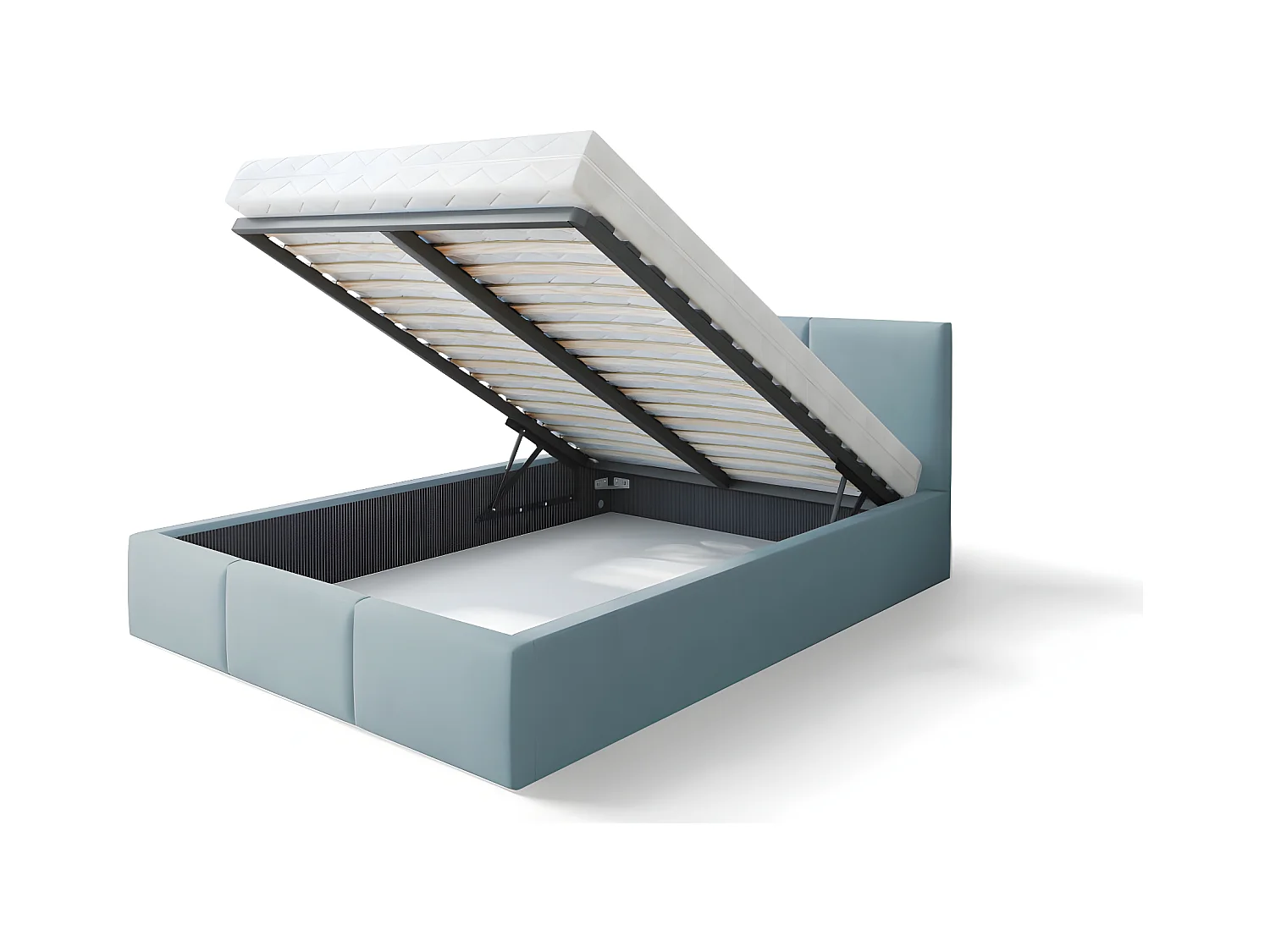 Lit Double Tesia 140x190 + Coffre - Sommier inclus Mint