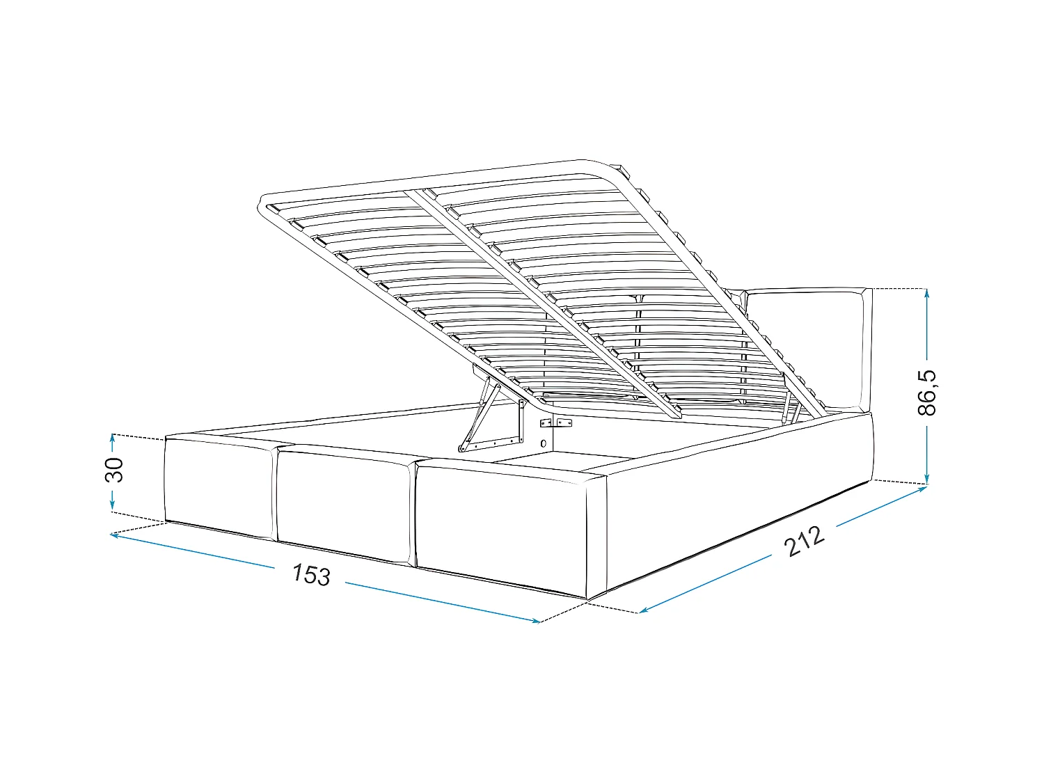 Lit Double Tesia 140x190 + Coffre - Sommier inclus Mint