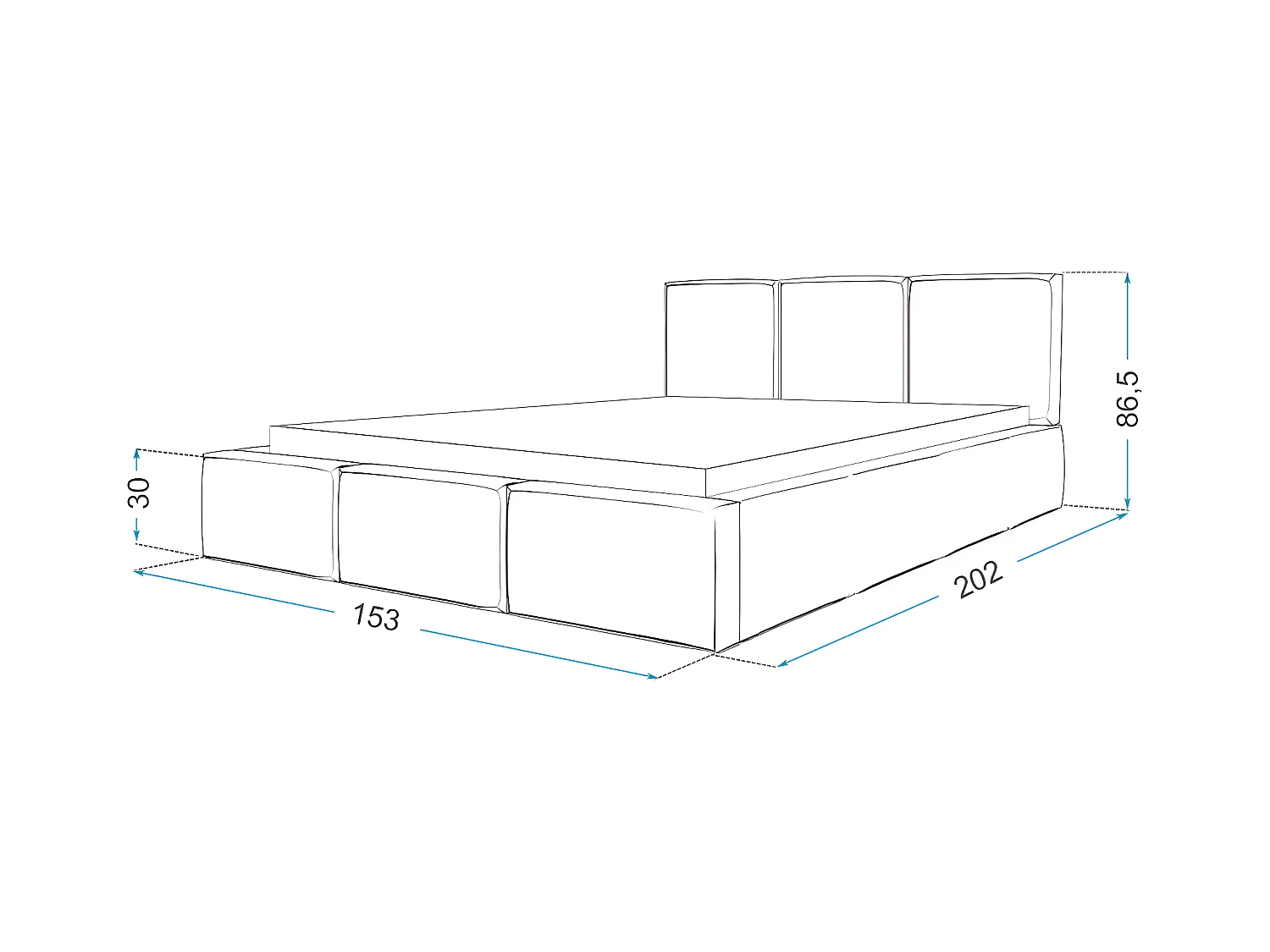 Lit Double Tesia 140x190 + Coffre - Sommier inclus Mint