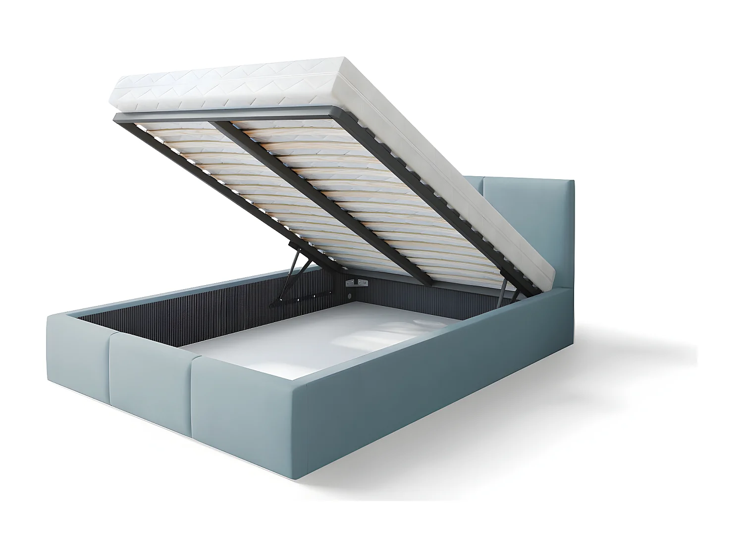 Lit Double Tesia 140x190 + Coffre - Sommier inclus Mint