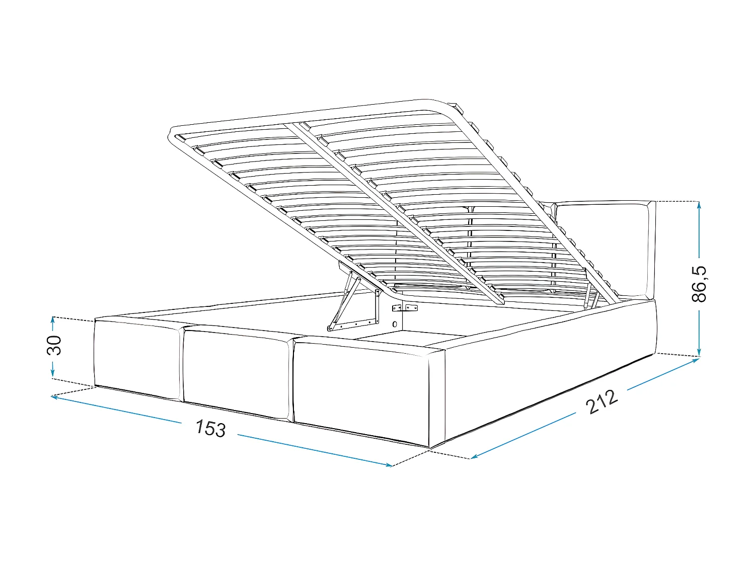 Lit Double Tesia 140x190 + Coffre - Sommier inclus Mint
