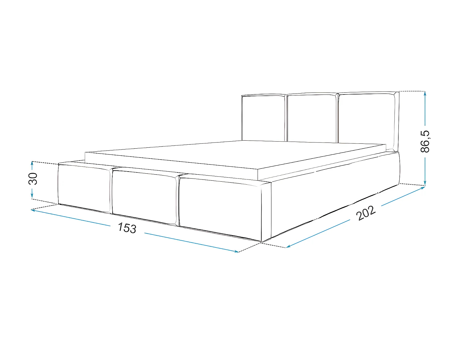 Lit Double Tesia 140x190 + Coffre - Sommier inclus Mint