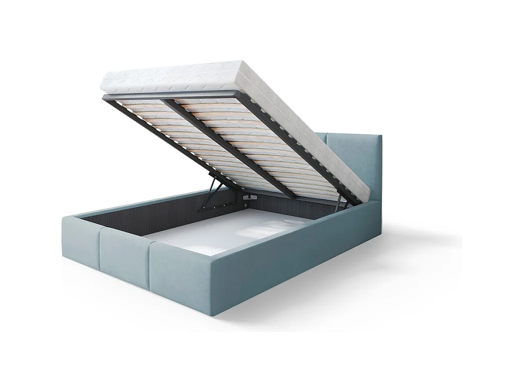 Lit Double Tesia 160x200 + coffre - Sommier inclus Mint