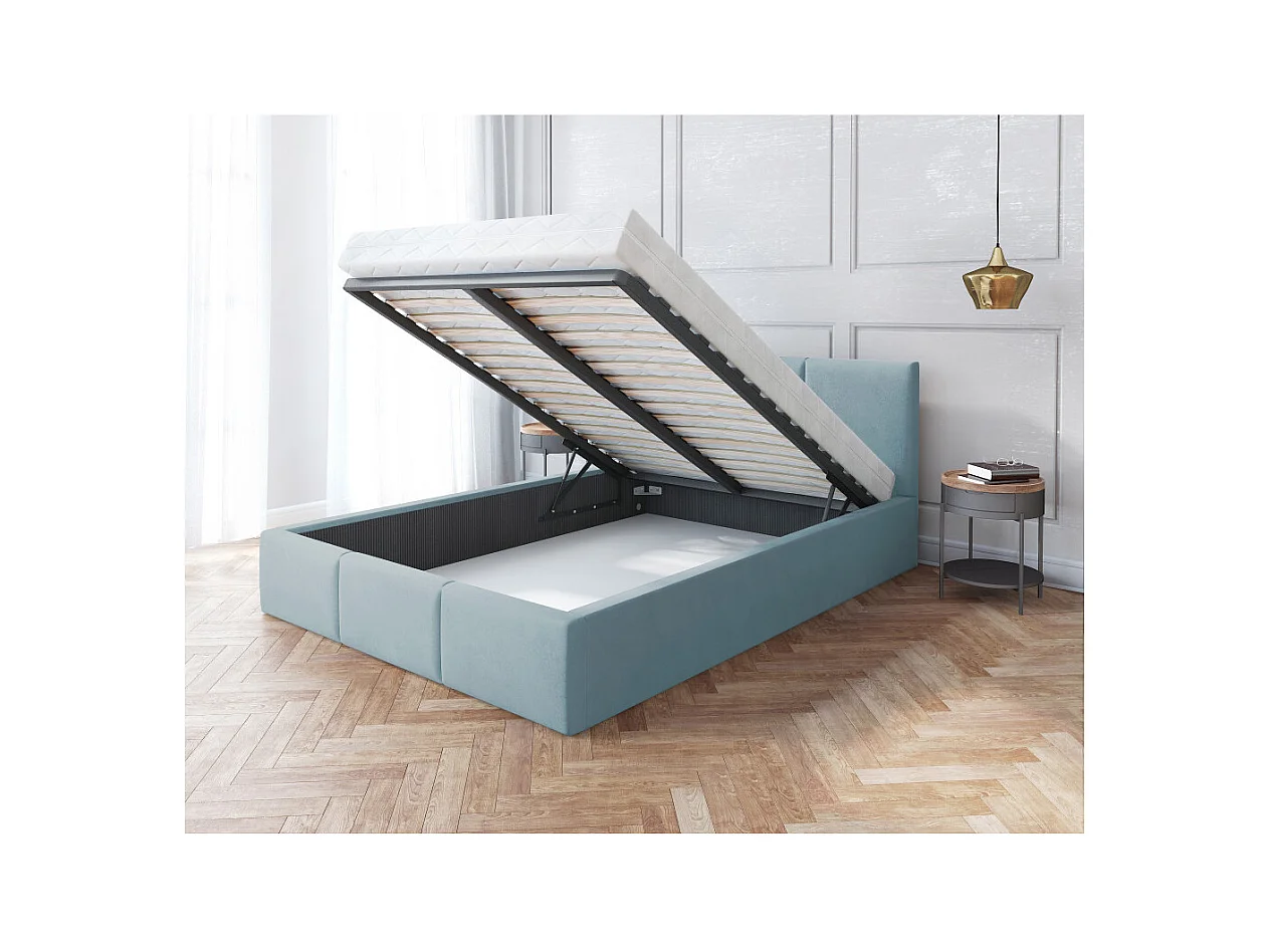 Lit Double Tesia 160x200 + coffre - Sommier inclus Mint