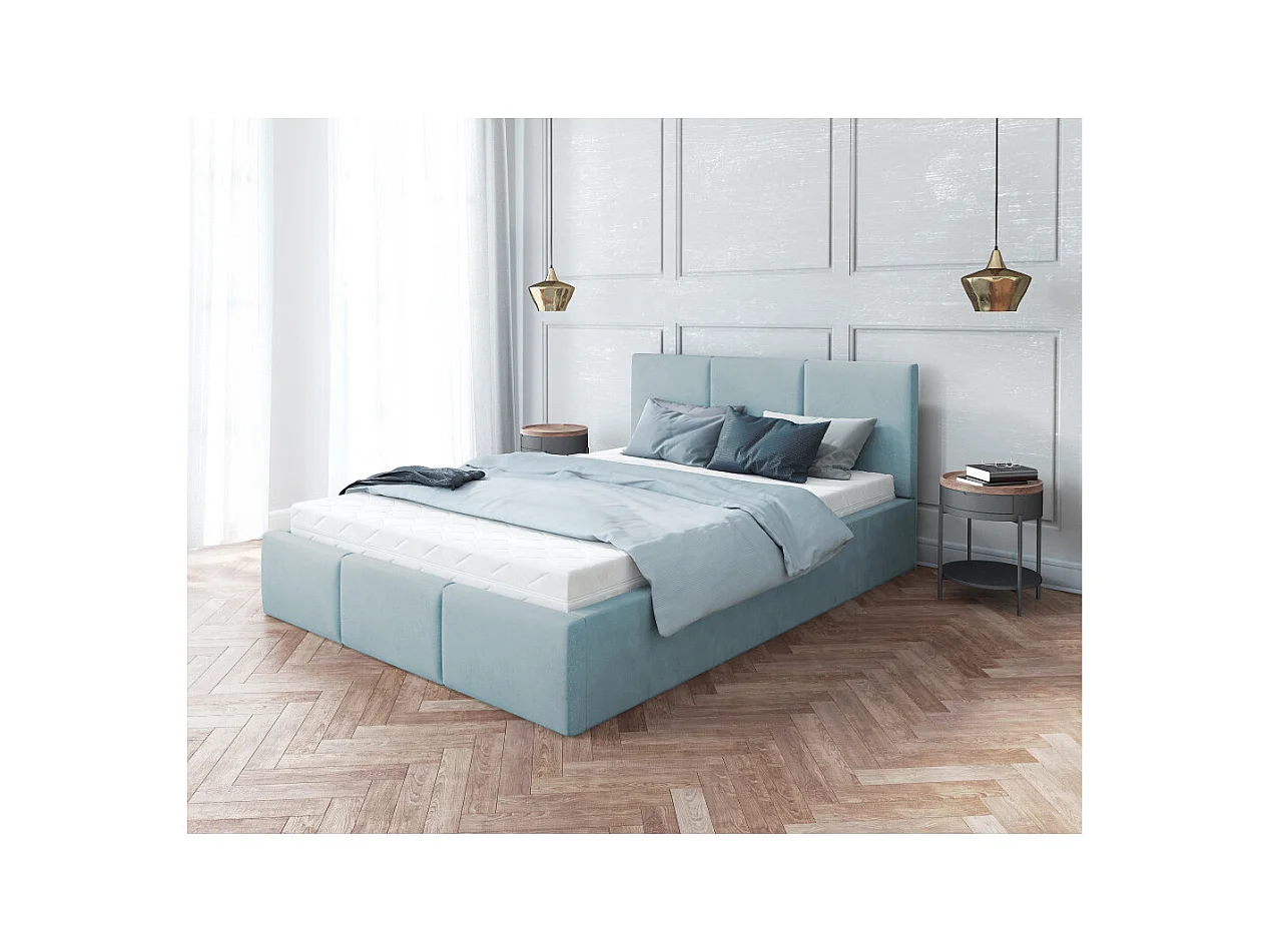 Lit Double Tesia 160x200 + coffre - Sommier inclus Mint