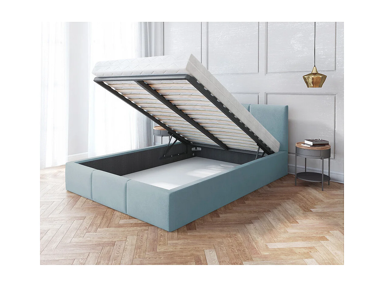 Lit Double Tesia 160x200 + coffre - Sommier inclus Mint