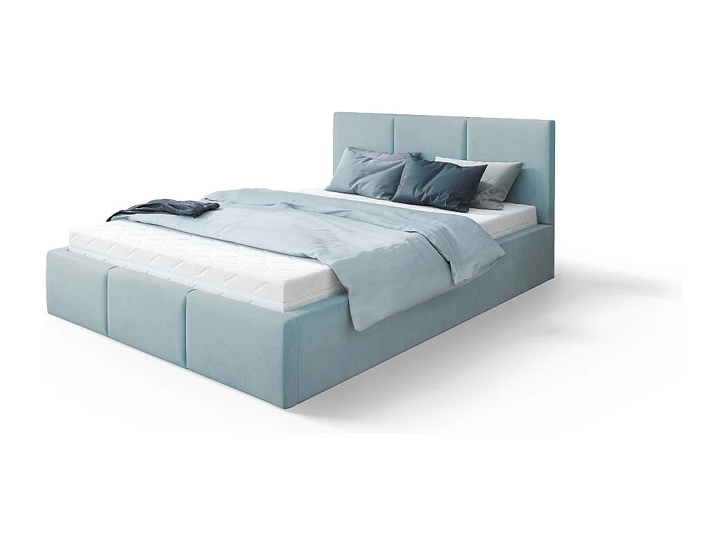 Lit Double Tesia 160x200 + coffre - Sommier inclus Mint